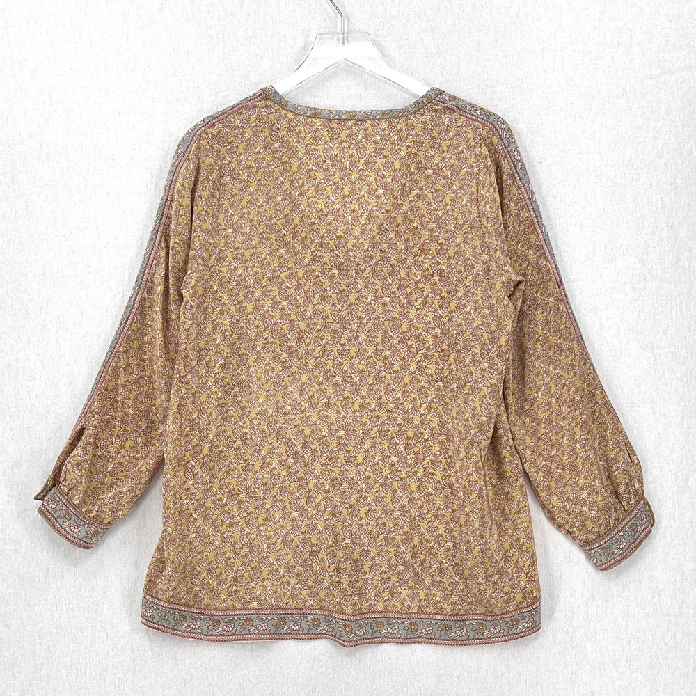 CALYPSO ST. BARTH Shirt Womens Small Gold Brown Printed Silk Long Sleeve Tunic - Picture 2 of 16